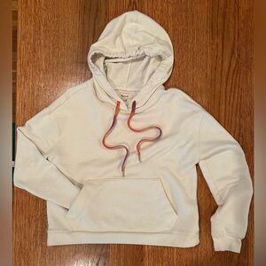 Madewell Hoodie Sweatshirt Cream w/ Ombre Drawstring - Size XS
